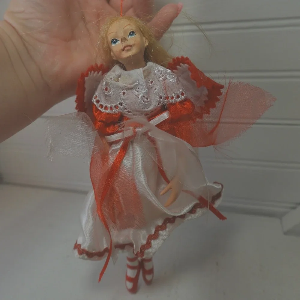 Vintage Porcelain Christmas Dolls Set of Two W/ extra dresses Garden Ridge